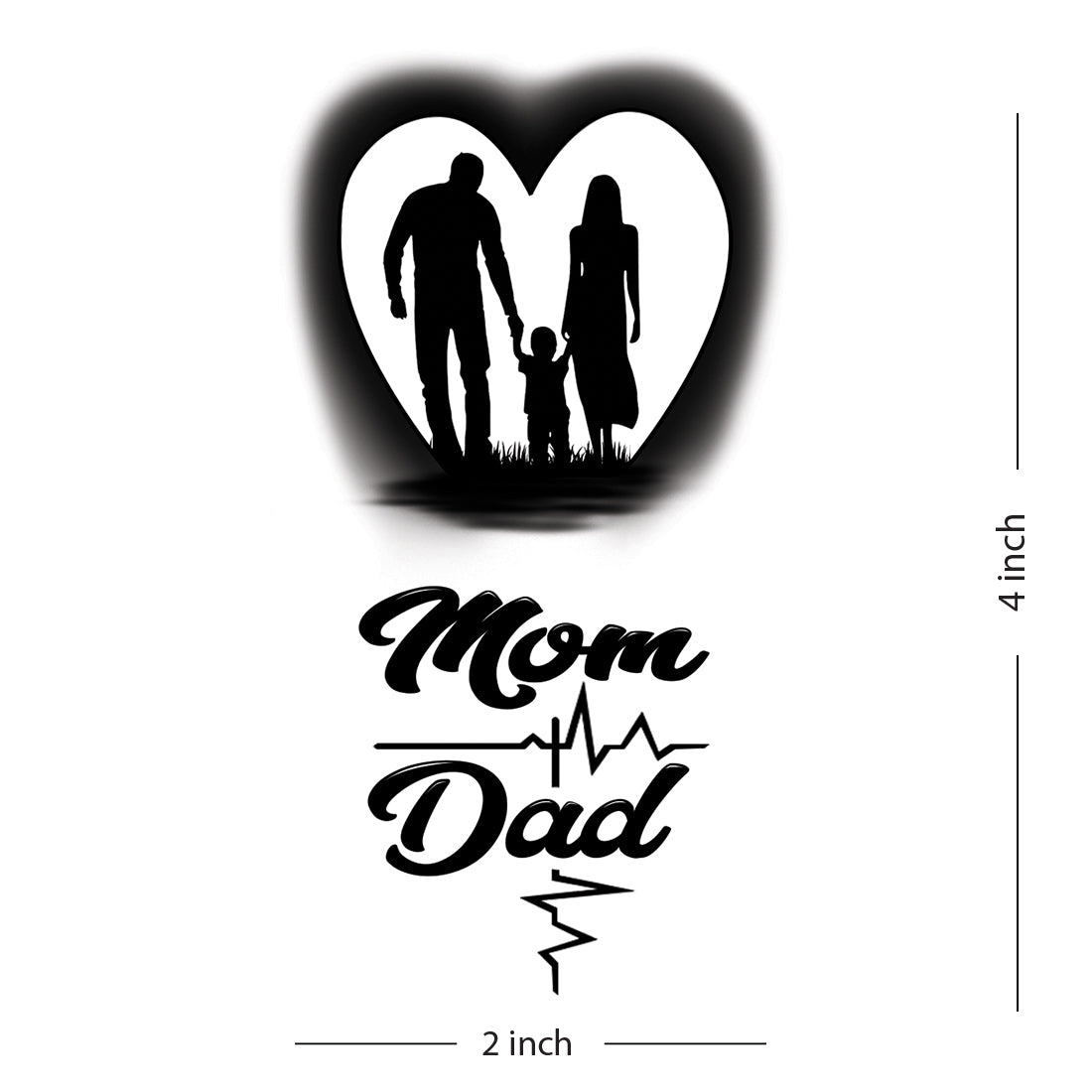 Mom and Dad Tattoo Heart Waterproof For Men and Women Temporary Tattoo