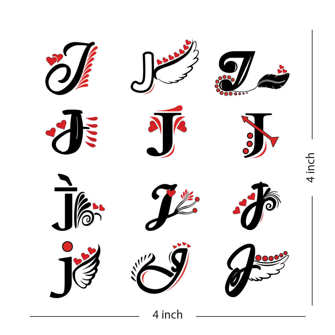 J Name Alphabet Tattoo Waterproof For Men and Women Temporary Body Tattoo