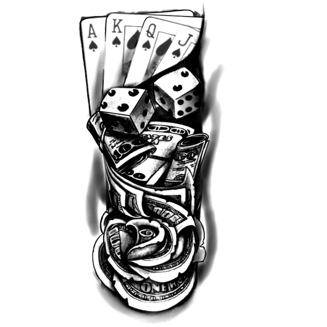 Poker with Dice Tattoo Waterproof Sticker For Men and Women Temporary Body Tattoo