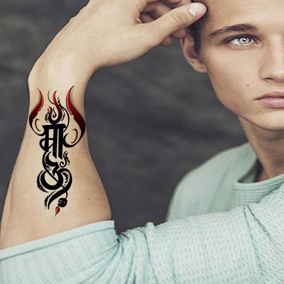 Om Trishul With Maa Tattoo Waterproof Men and Women Temporary Body Tattoo