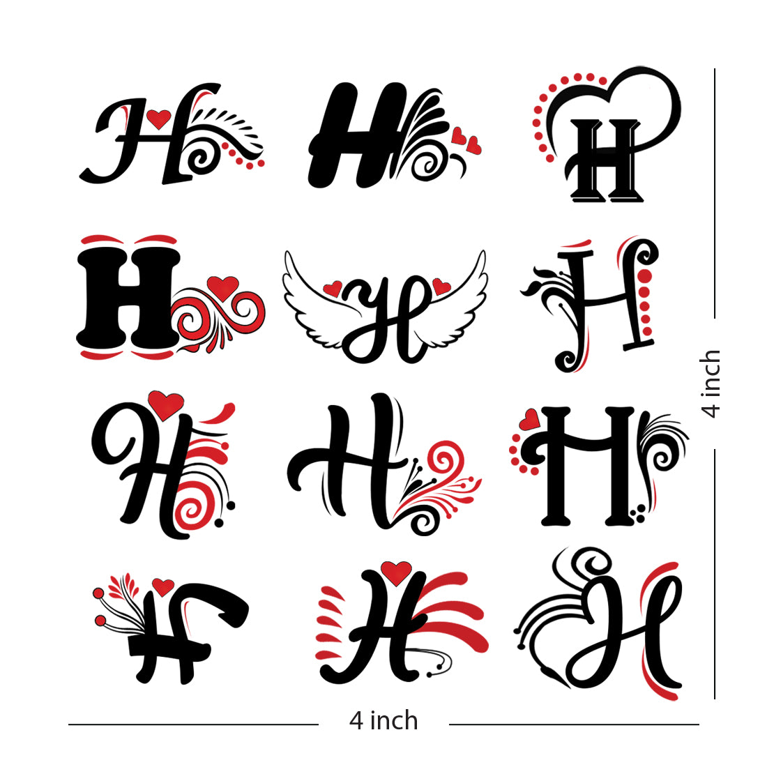 H Name Tattoo, Alphabet Tattoo, Temporary Tattoo, Tattoo, Sticker, Tattoo,