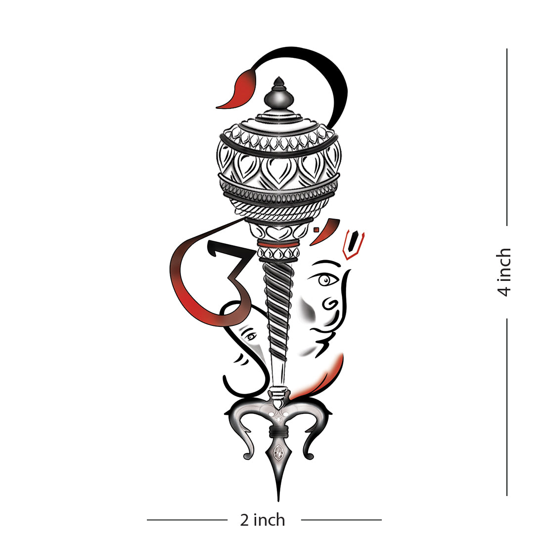Hanuman and Gada Tattoo Ganesha Waterproof For Men and Women Temporary Body Tattoo