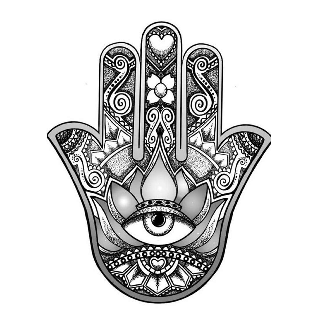 Hamsa Design Tattoo Waterproof Male and Female Temporary Body Tattoo - Temporarytattoowala