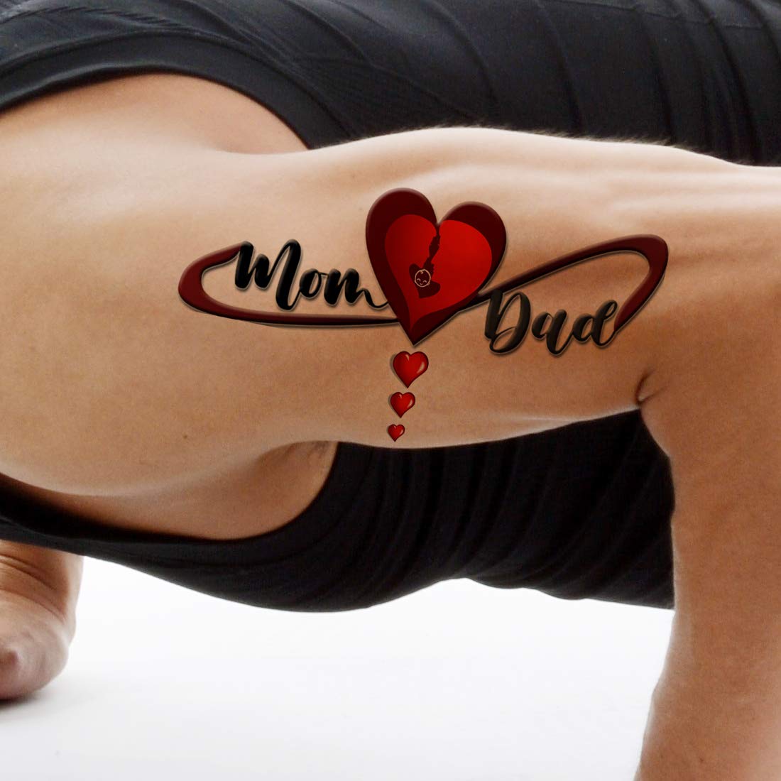 Mom Heart Dad Tattoo Waterproof Men and Women Temporary Body Tattoo