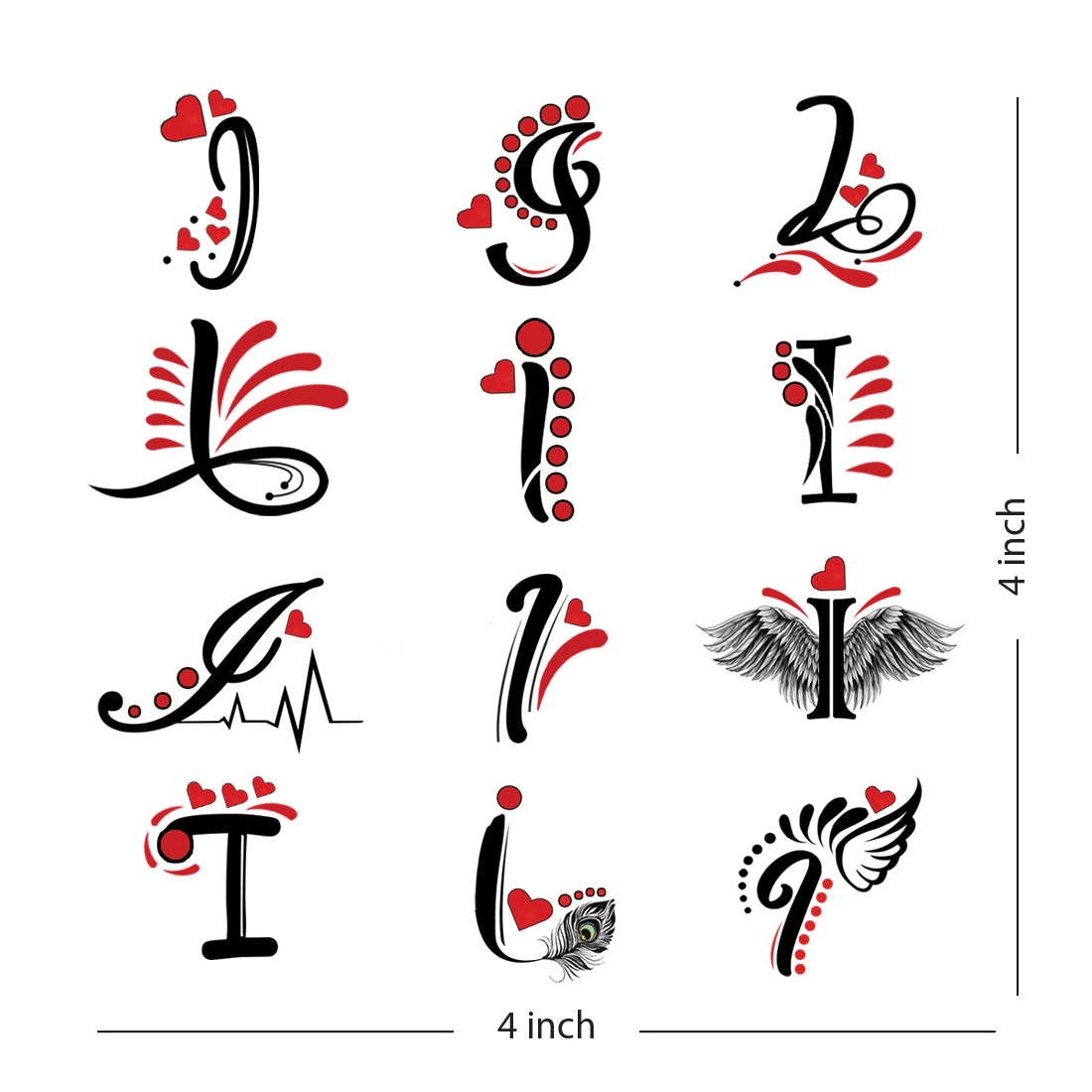 I Name Alphabet Tattoo Waterproof For Men and Women Temporary Body Tattoo