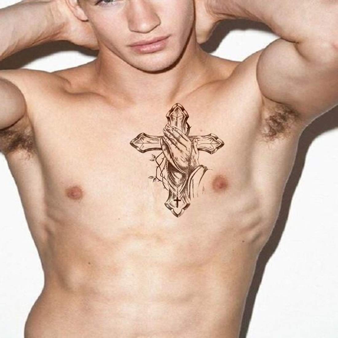 Jesus Prayer On The Cross Body Tattoo Waterproof Male and Female Temporary Body Tattoo - Temporarytattoowala