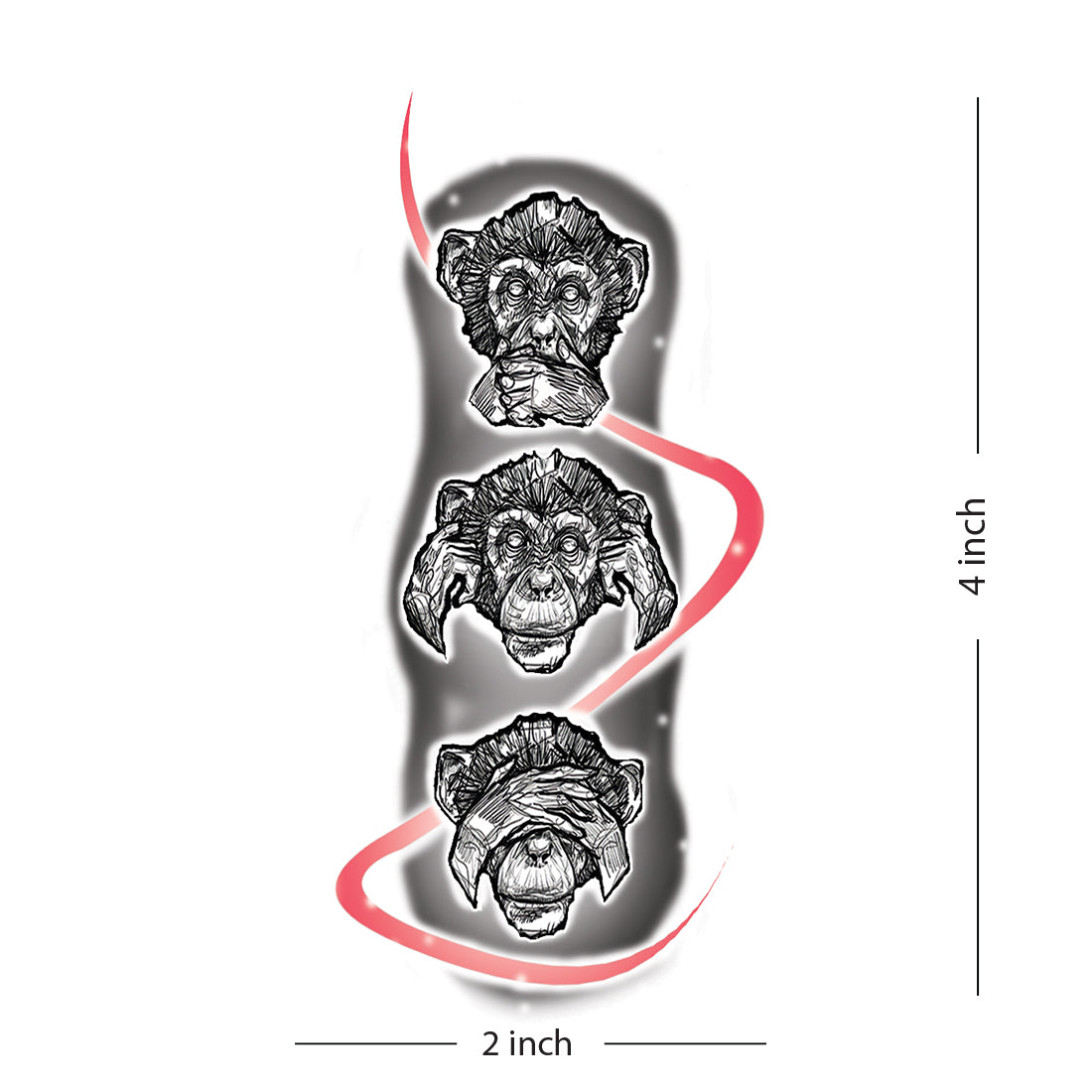 No Bad Say and Hear and Seen Monkey Temporary Tattoo Waterproof For Boys and Girls Temporary Body Tattoo