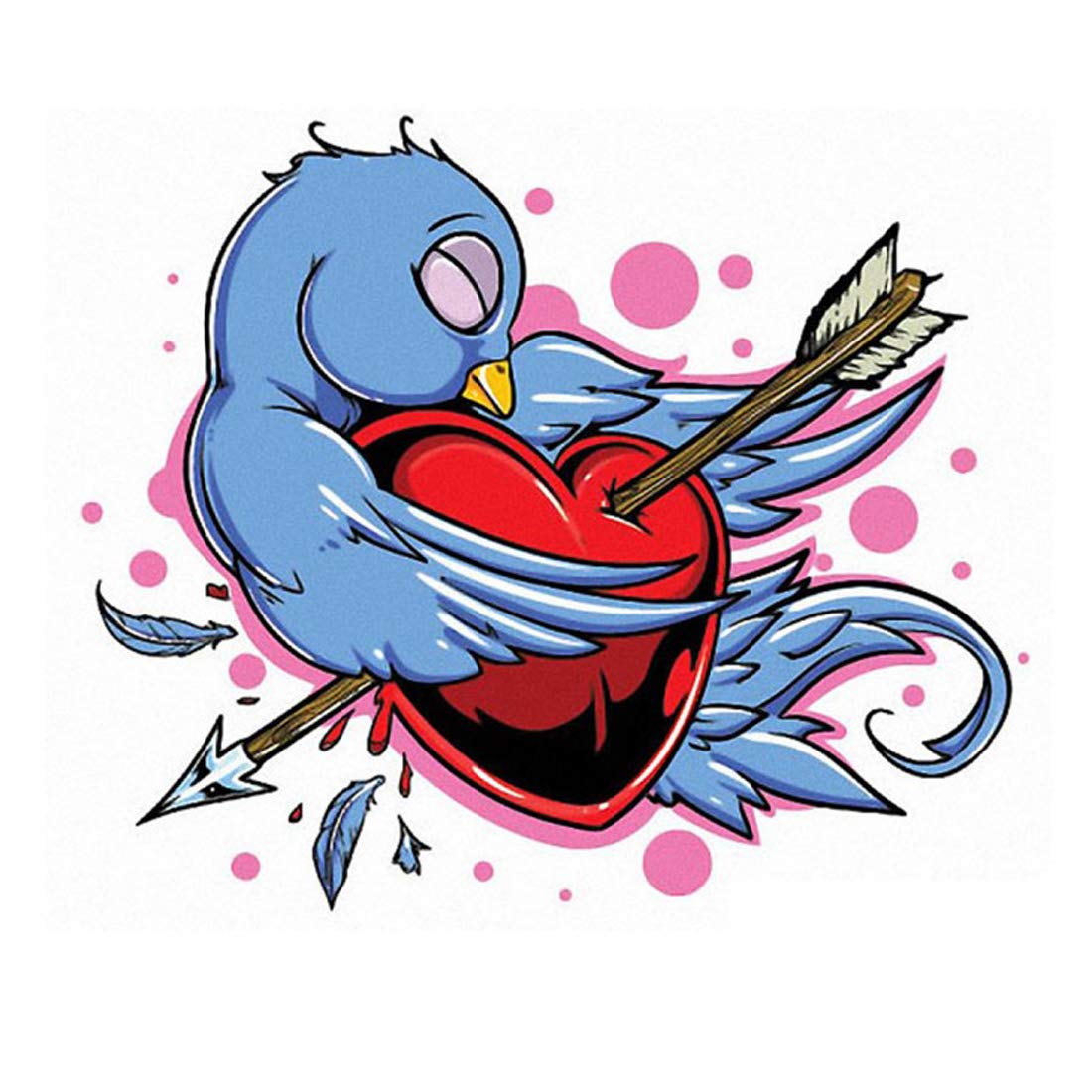 Temporary Tattoowala Birds Heart Tattoo Waterpoof Temporary Body Tattoo - Temporarytattoowala