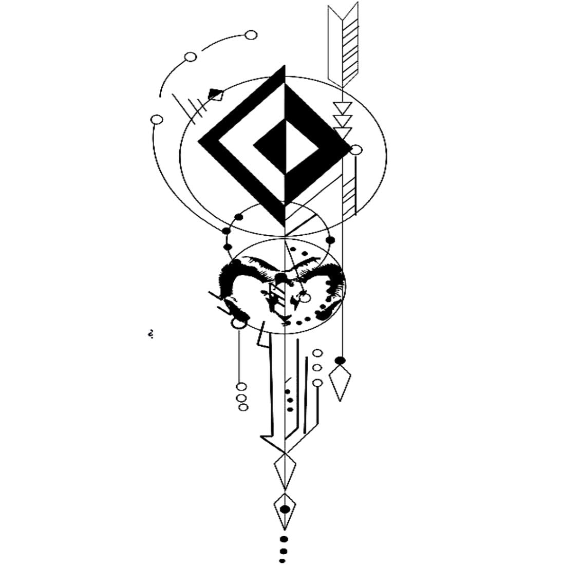 Geometric Aries Men and Women Waterproof Temporary Body Tattoo