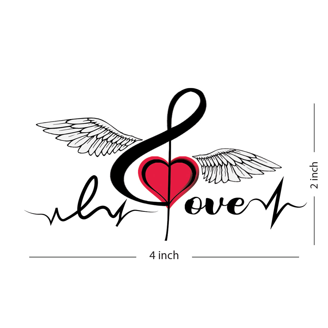 Love Music Tribal Heart Design Tattoo Waterproof For Male and Female Temporary Body Tattoo