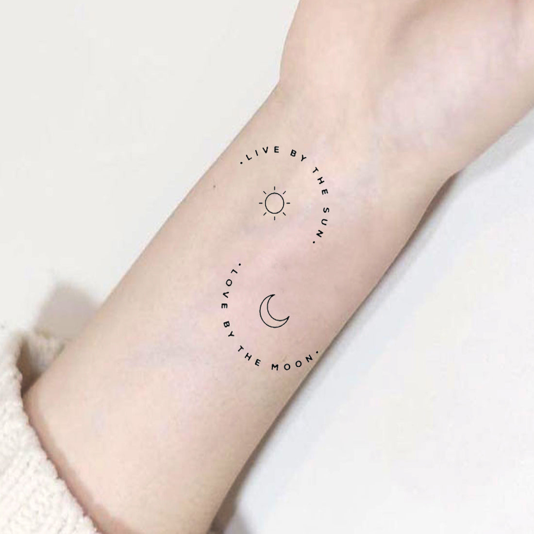 Love By The Sun with Moon Temporary Body Tattoo Waterproof For Girls Men Women - Temporarytattoowala