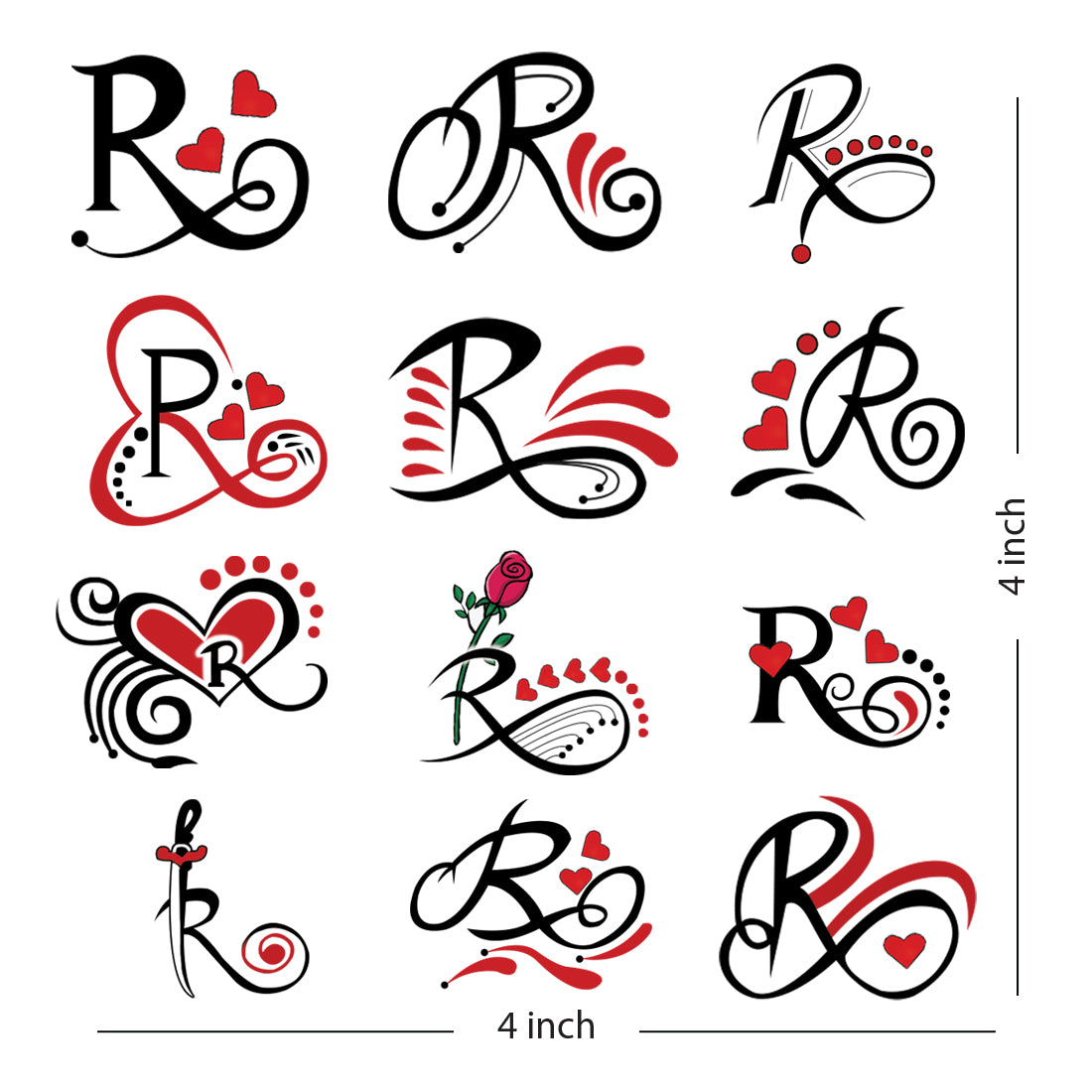 R Name Alphabet Tattoo Waterproof For Men and Women Temporary Body Tattoo