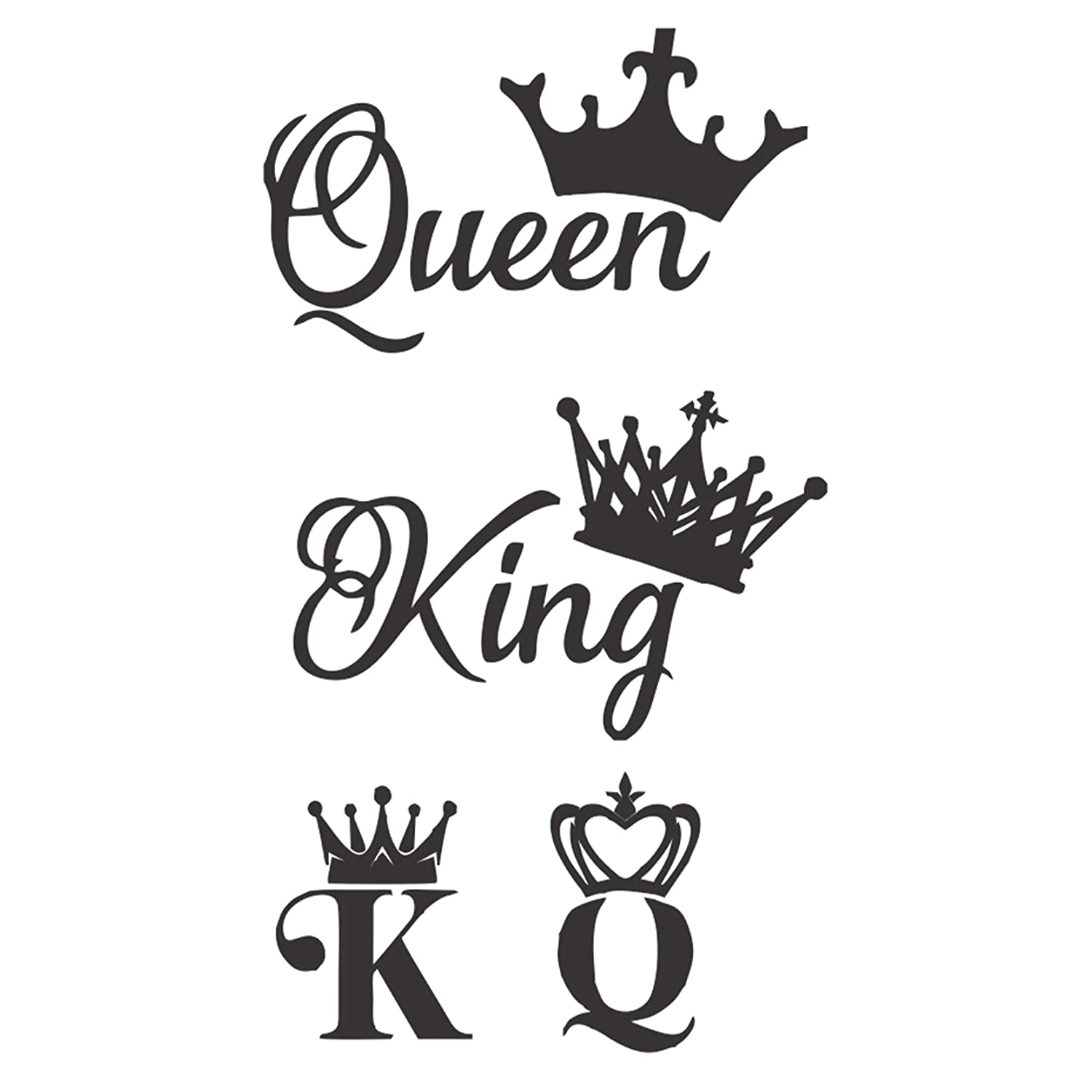 King Queen Tattoo Waterproof Male and Female Temporary Body Tattoo - Temporarytattoowala