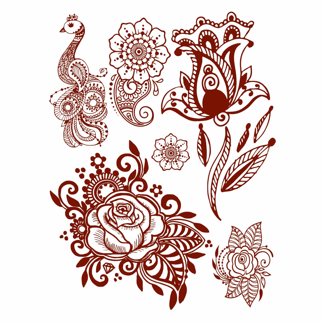 Rose Full Hand Mehndi Flower Design Tattoo Waterproof For Women Temporary Tattoo