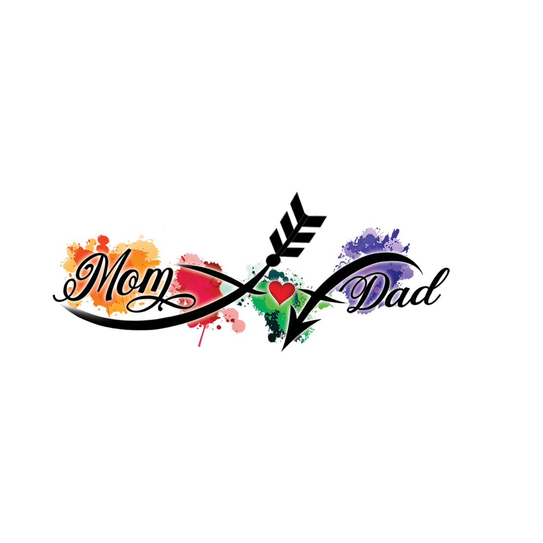Mom and Dad with Arrow Tattoo Waterproof For Boys and Girls Temporary Body Tattoo