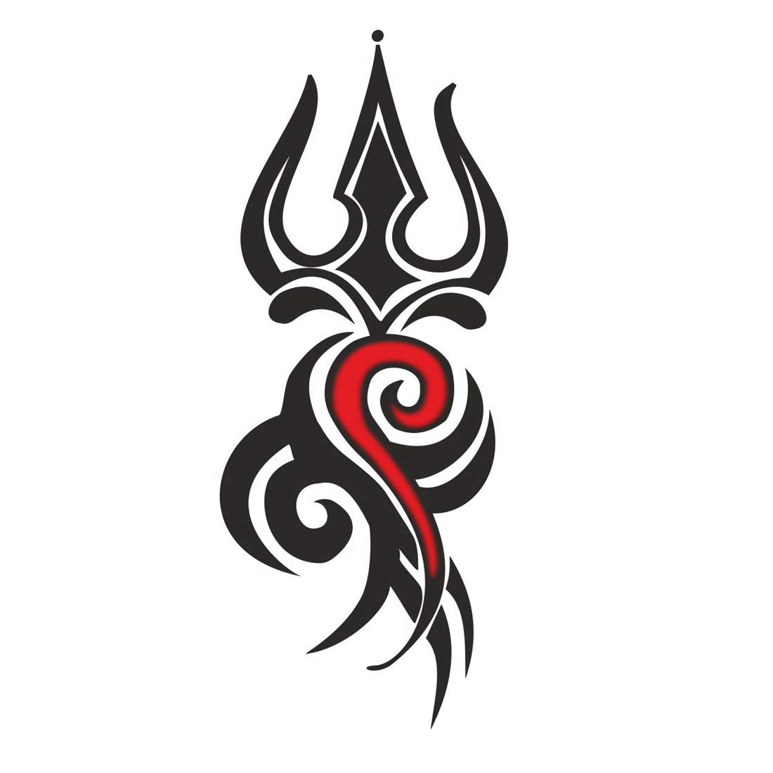 TEMPORARY TATTOOWALA Spiritual Om Trishul Red Black Temporary waterproof tattoos For Men & Women