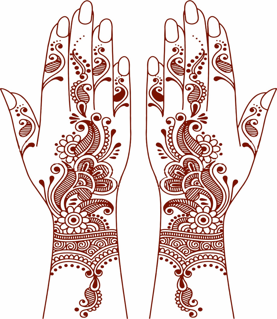 Full Hand Henna Tattoo Flower Both Hand Realistic mehndi color on hand For Women