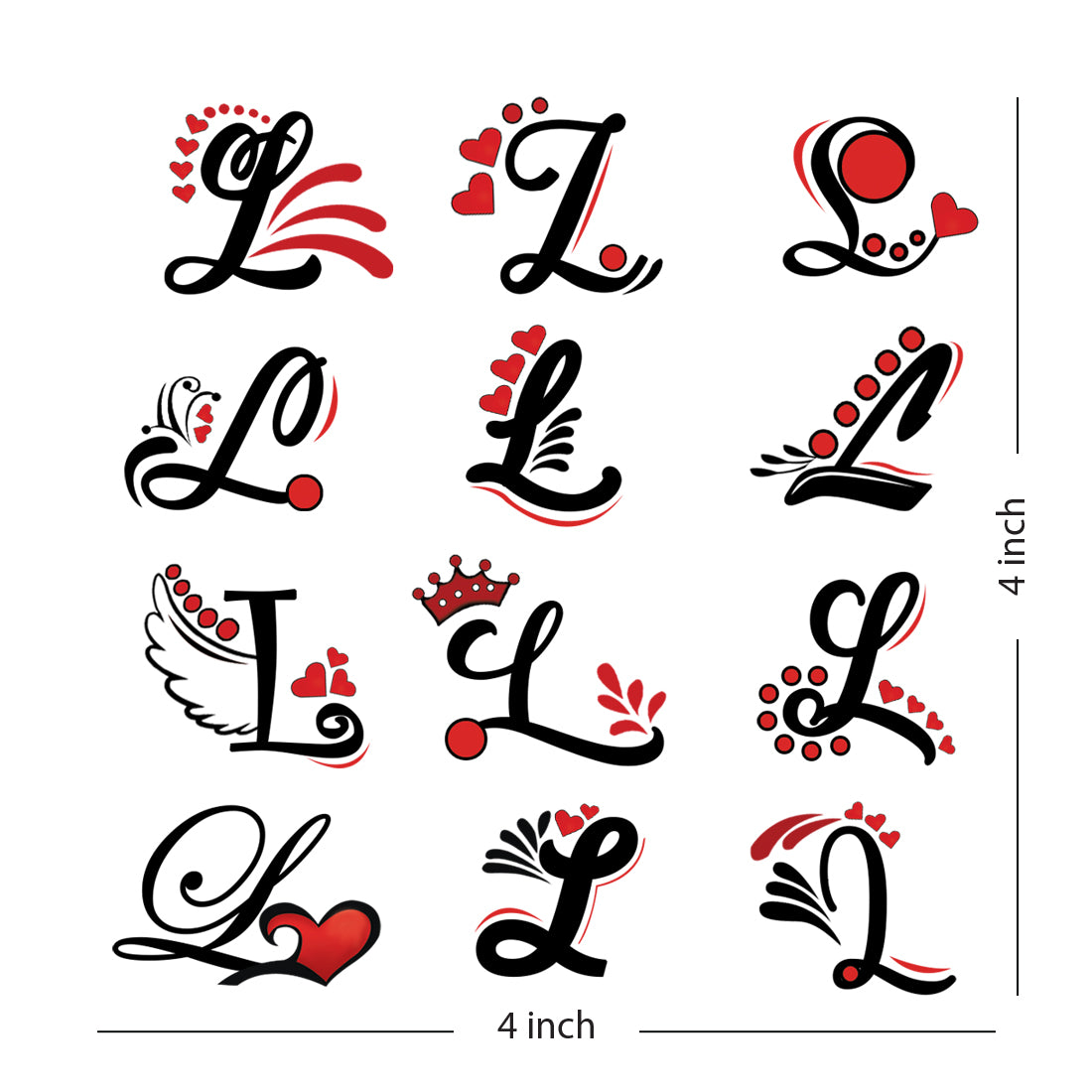 L Name Alphabet Tattoo Waterproof For Men and Women Temporary Body Tattoo