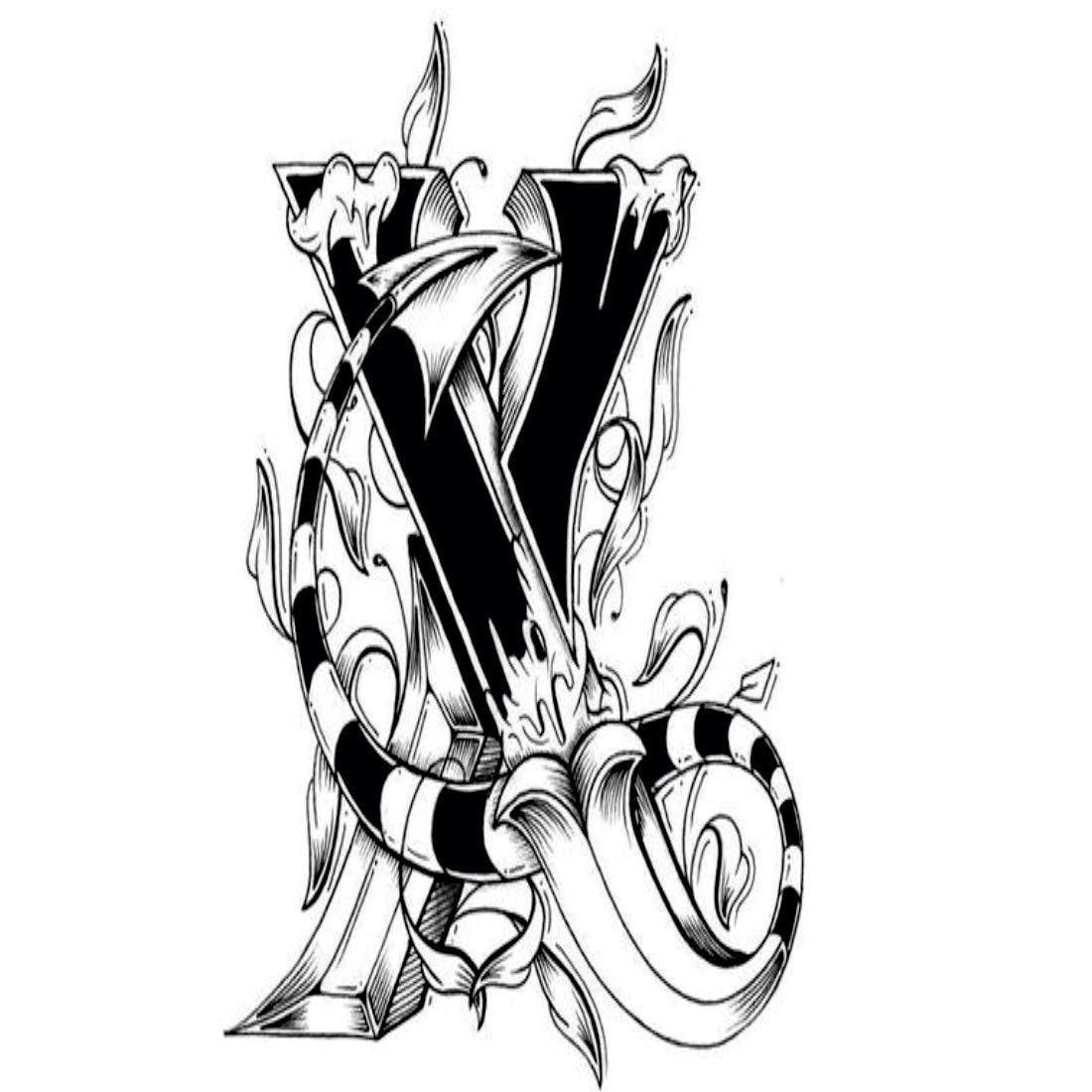 Name X Letter Alphabet Design Temporary Tattoo Waterproof Men and Women Tattoo