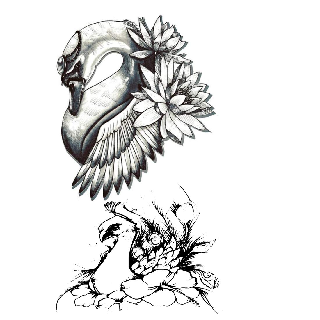 Temporary Tattoowala Duck Sketch Black For Waterproof Men and Women Temporary Body Tattoo