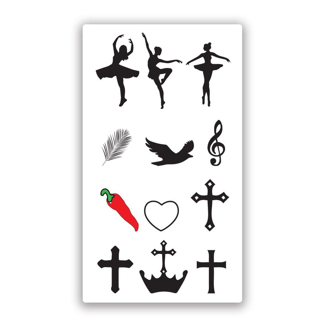 Cross,Crown,Girl,Feather,Dance, Tattoo Waterproof For Girls Boys Temporary Body Tattoo