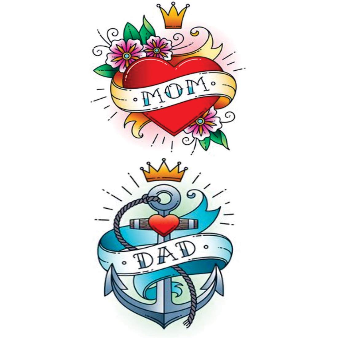Temporary Tattoowala Heart Mom Dad Men and Women Waterproof Temporary Body Tattoo