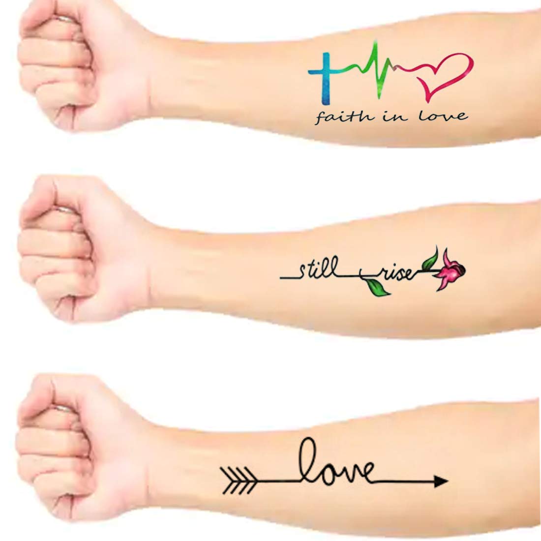 Heart Beat Faith Love Arrow Tattoo Waterproof Boys and Girls Temporary Body Tattoo - Temporarytattoowala
