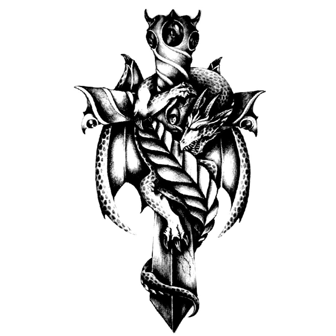 Temporary Tattoowala Dragon and Sword Men and Women Waterproof Temporary Body Tattoo