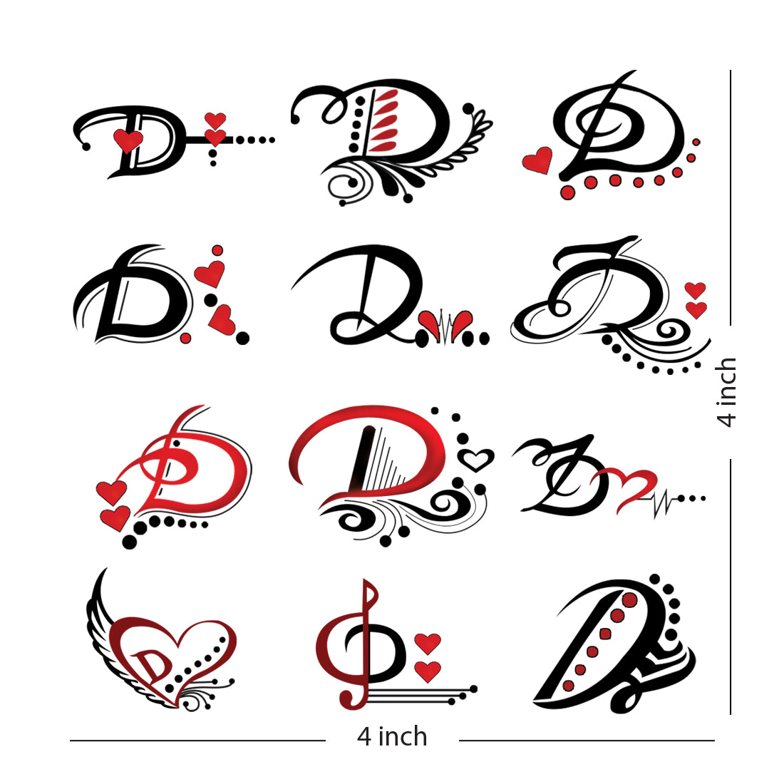 D Name Alphabet Tattoo Waterproof For Men and Women Temporary Body Tattoo