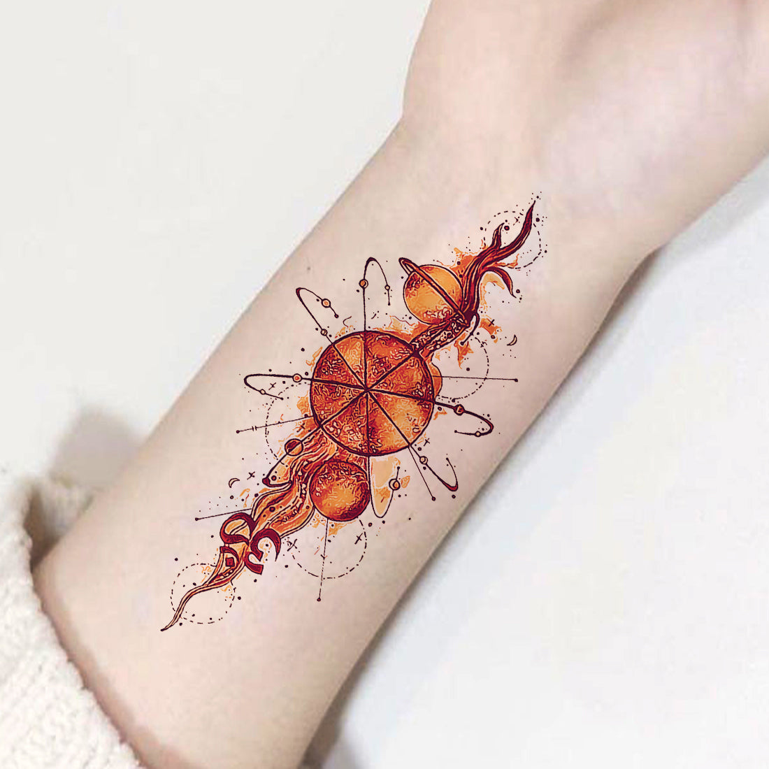 Galaxy with Om Tattoo Fire Waterproof Boys and Girls Temporary Tattoo