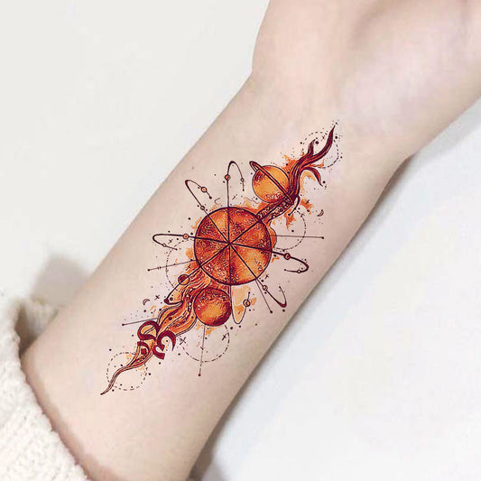 Galaxy with Om Tattoo Fire Waterproof Boys and Girls Temporary Tattoo
