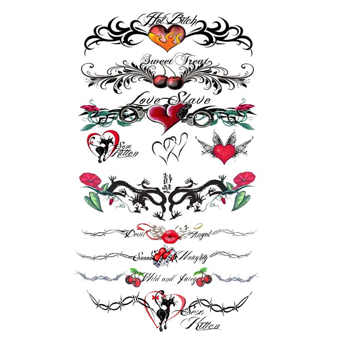Heart With Rose Vine Wings Design Temporary Waterproof Tattoo For Men and Women…