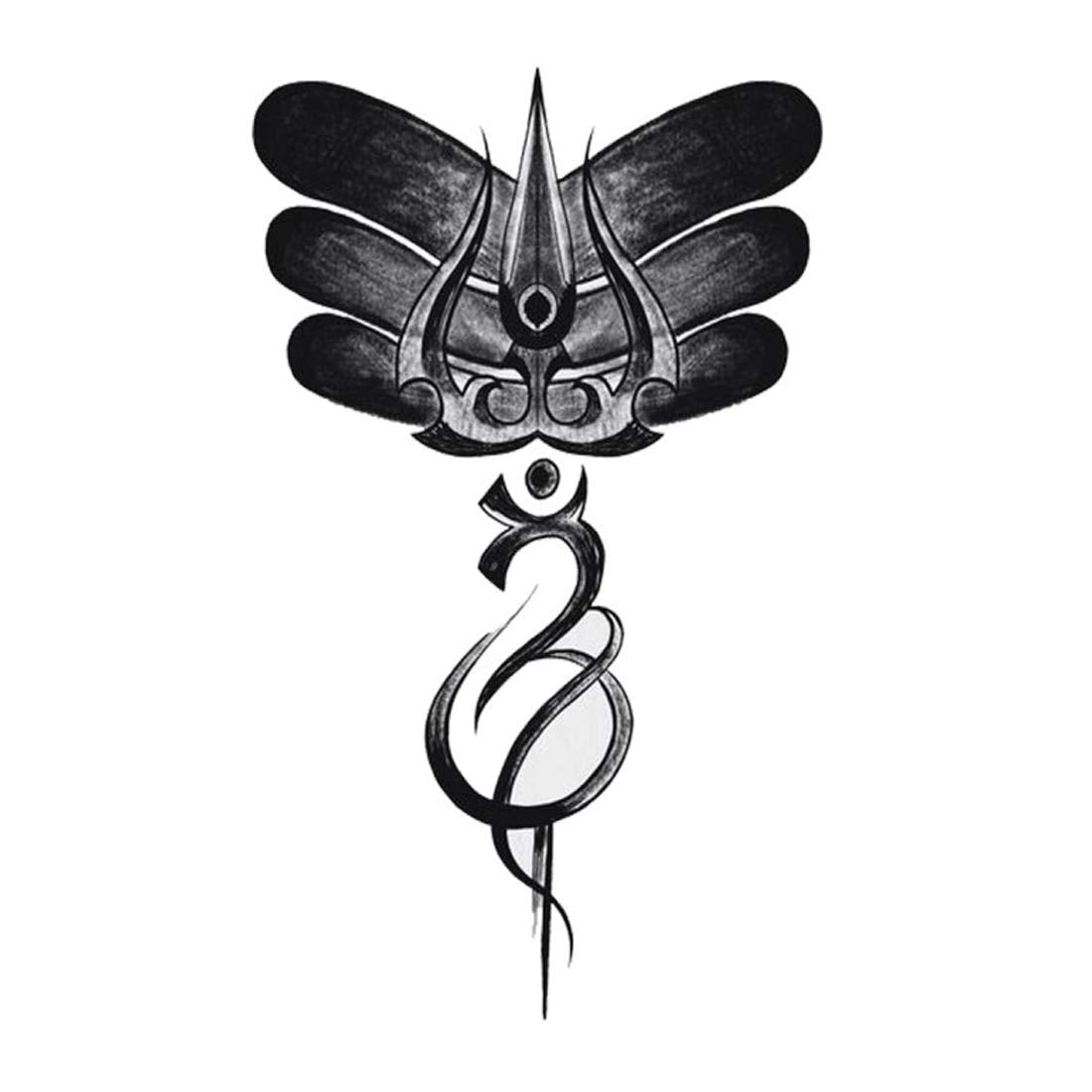Temporary Tattoowala Om Trishul Lord Shiva Tilak Body Temporary Tattoo