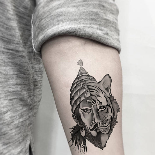 Shivaji With Tiger Design Tattoo Waterproof Boys and Girls Temporary Body Tattoo