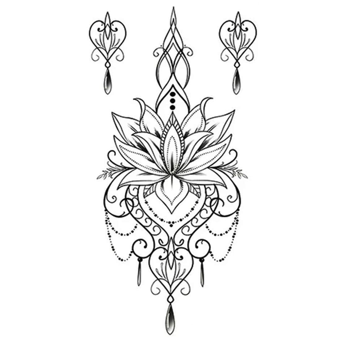 Lotus Flower Design Tattoo Waterproof Boys and Girls Temporary Body Tattoo - Temporarytattoowala
