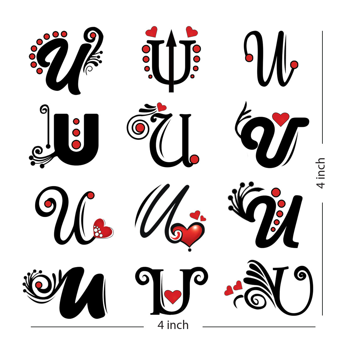 U Name Alphabet Tattoo Waterproof For Men and Women Temporary Body Tattoo