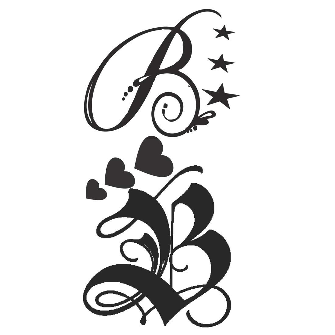Name B Letter Waterproof Men and Women Temporary Body Tattoo