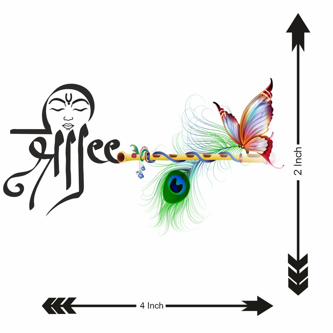 Shree Krishna Flute Tattoo Butterfly Waterproof Boys and Girls Temporary Body Tattoo