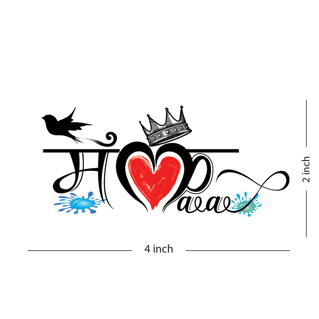 Maa with Heart Paa Tattoo Birds Wings Tattoo Waterproof For Boys and Girls Temporary Body Tattoo