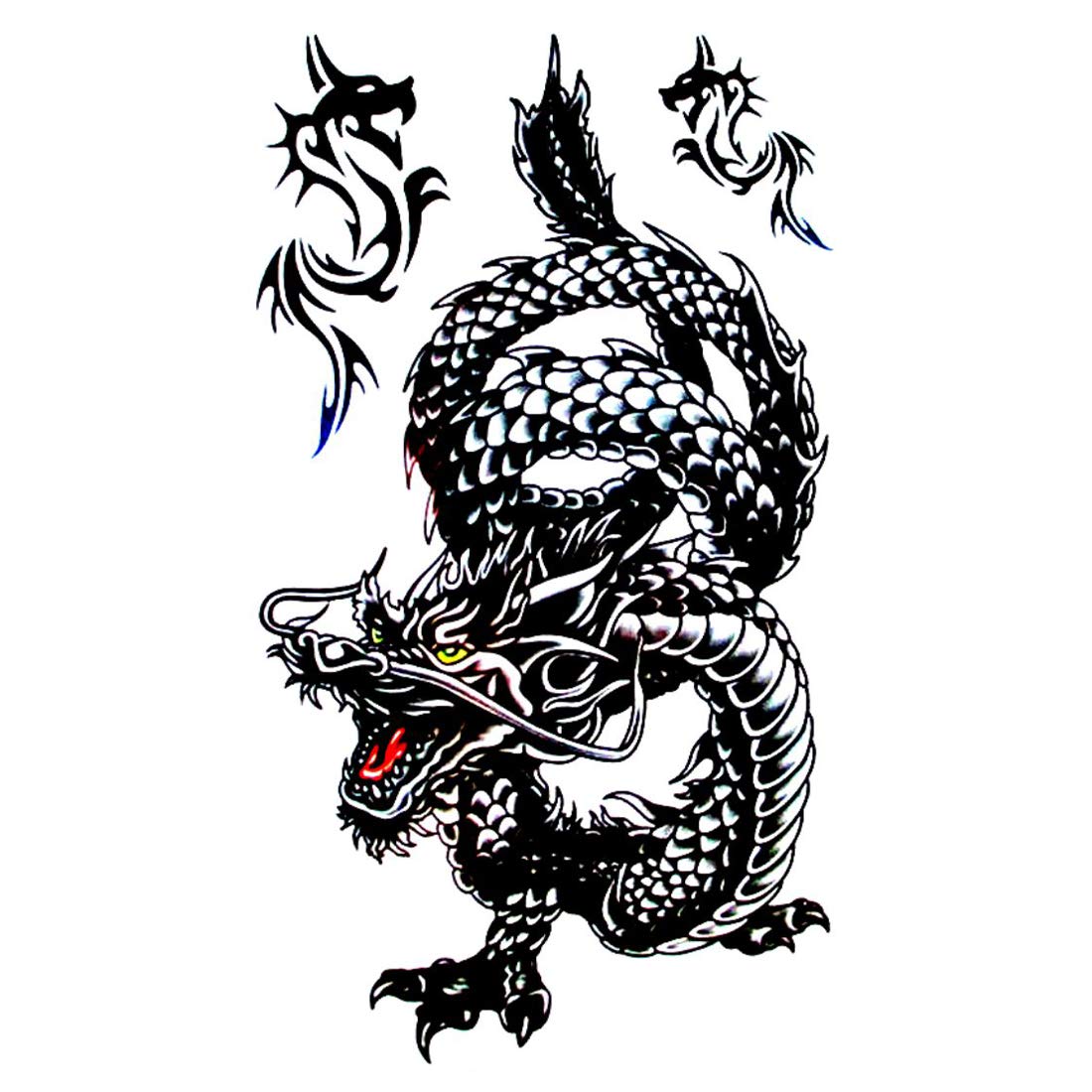 Tribal Black Fire Dragon Wings Design Temporary Waterproof Tattoo For Men and Women…