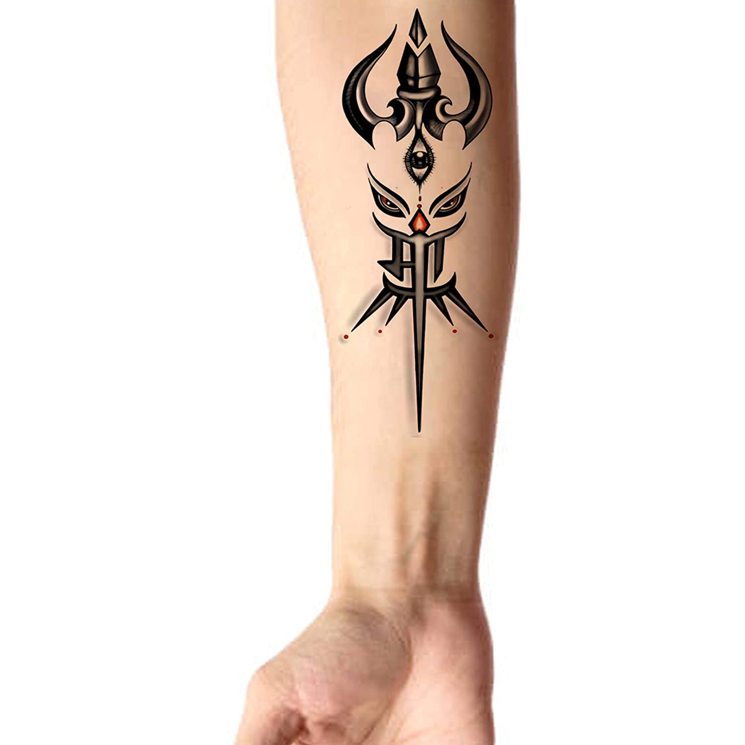 Maa With Lord Shiva Eye Trishul Temporary Body Tattoo Waterproof For Girls Men Women - Temporarytattoowala