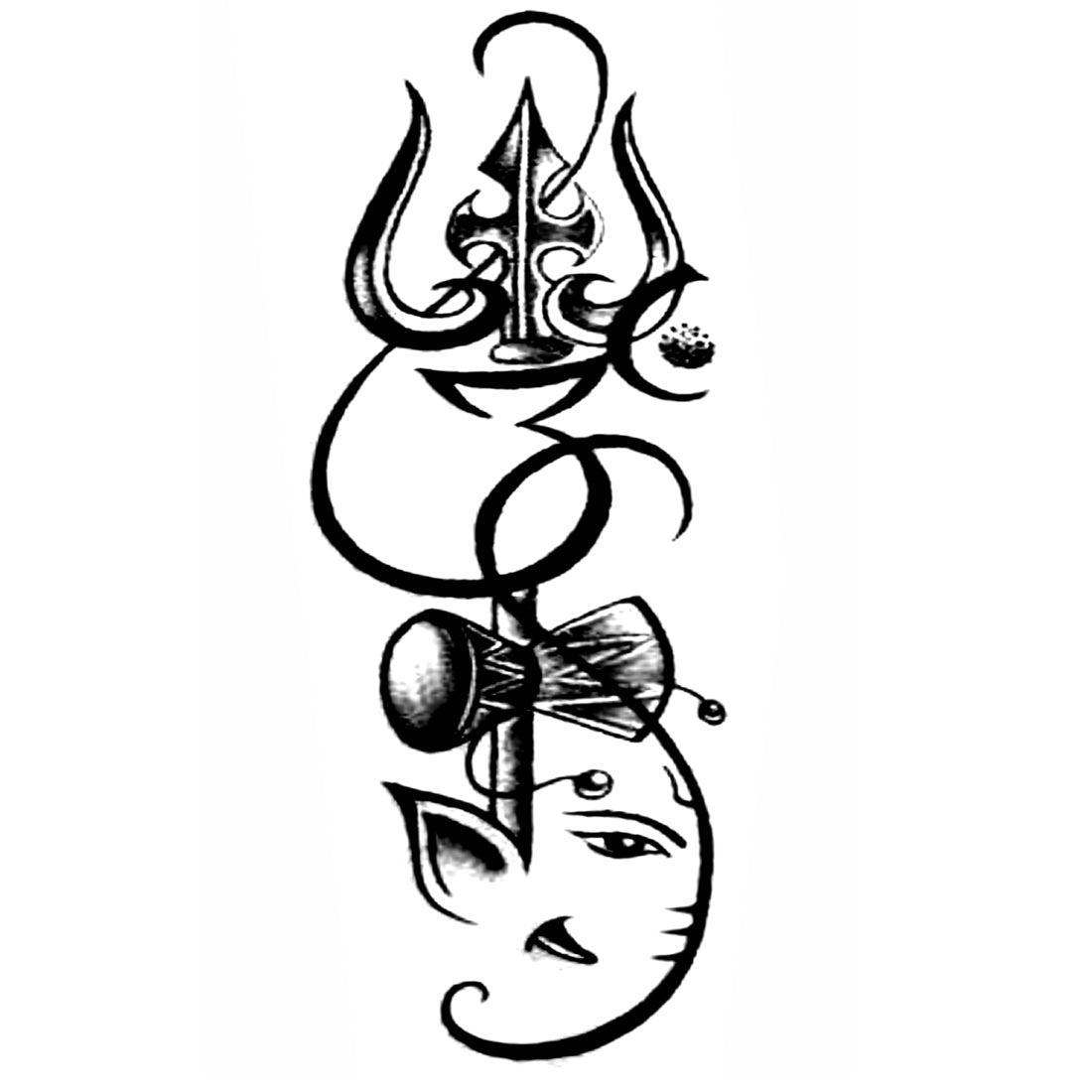 Temporary Tattoo Wala Trishul with Ganesha God Tattoo For Boy and Girl Temporary Body Tattoo Waterproof Sticker