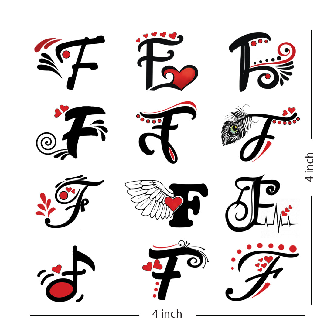 F Name Alphabet Tattoo Waterproof For Men and Women Temporary Body Tattoo