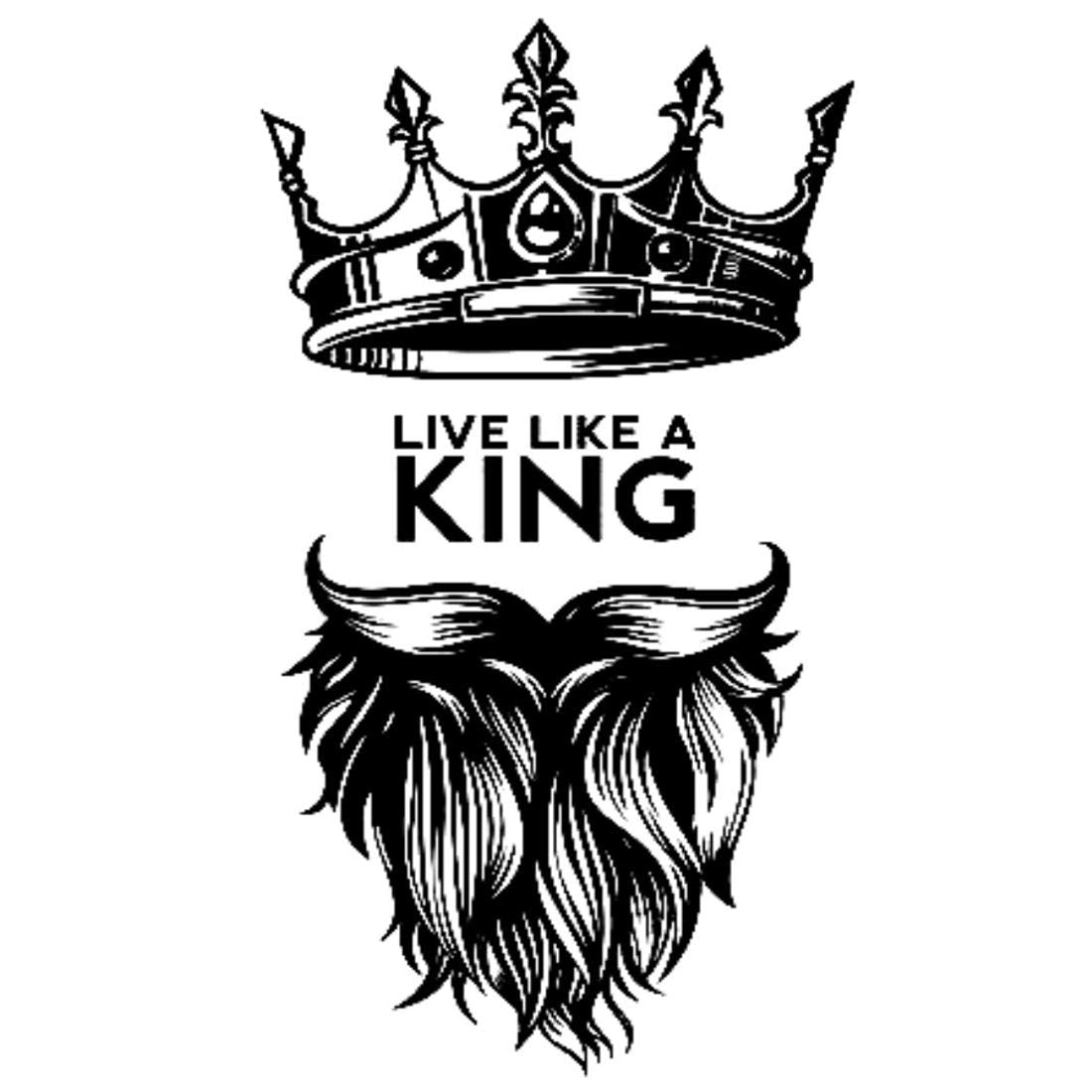 Temporary Tattoowala Live Like King Beard Tattoo Waterproof For Boys and Grils Crown Temporary Tattoo
