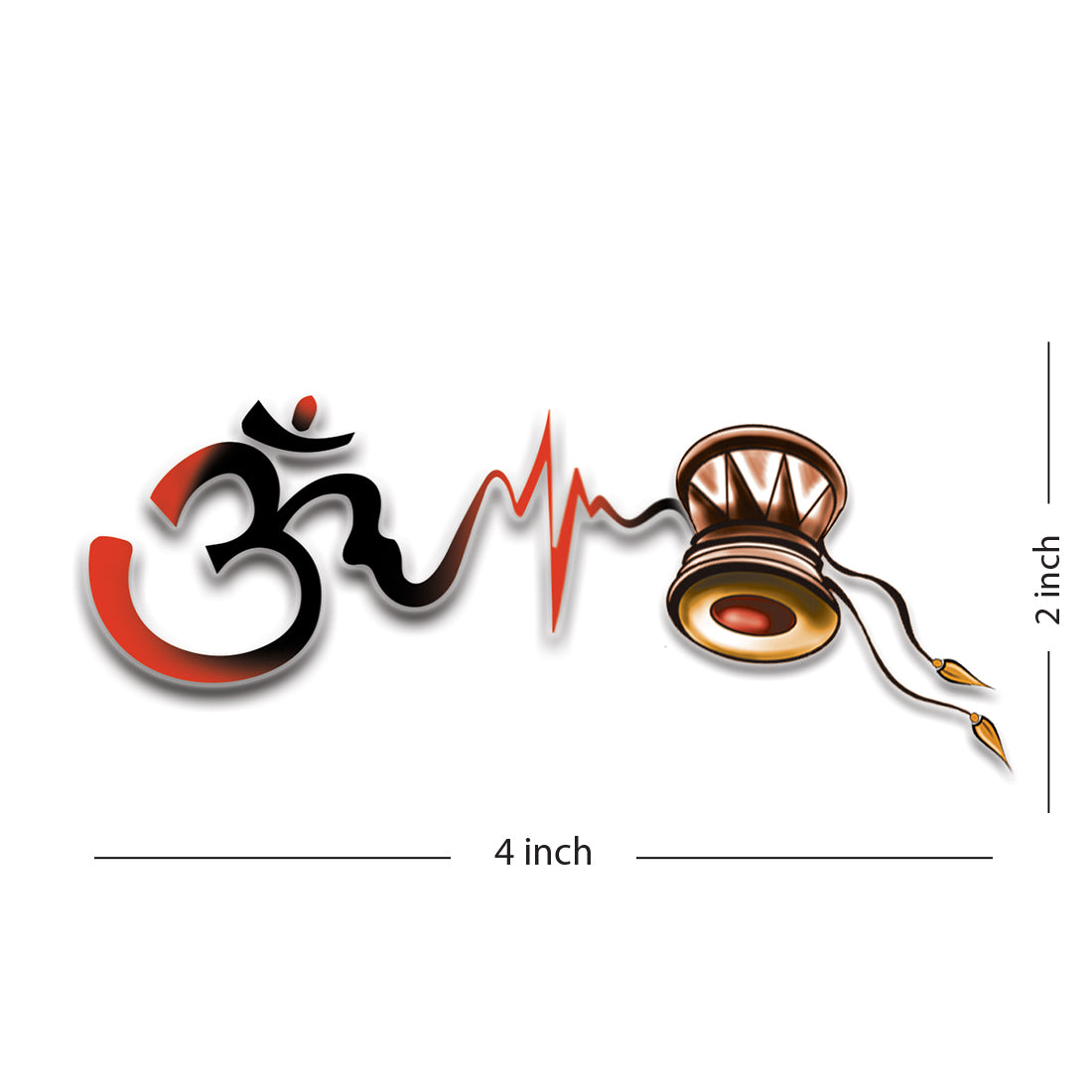 Om with Damru Lord Shiv Waterproof For Boys and Girls Temporary Body Tattoo