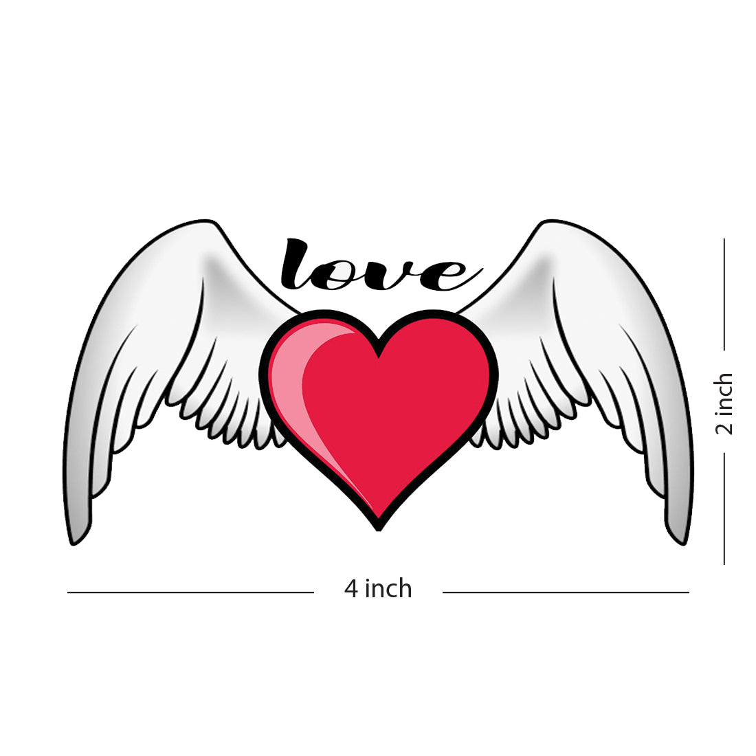 Heart Love White Wings Design Tattoo Waterproof For Male and Female Temporary Body Tattoo