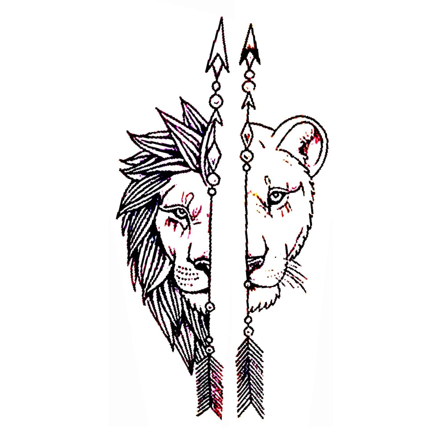Lion and Lioness on arrow for couple Temporary Body Tattoo Waterproof For Girls Men Women - Temporarytattoowala