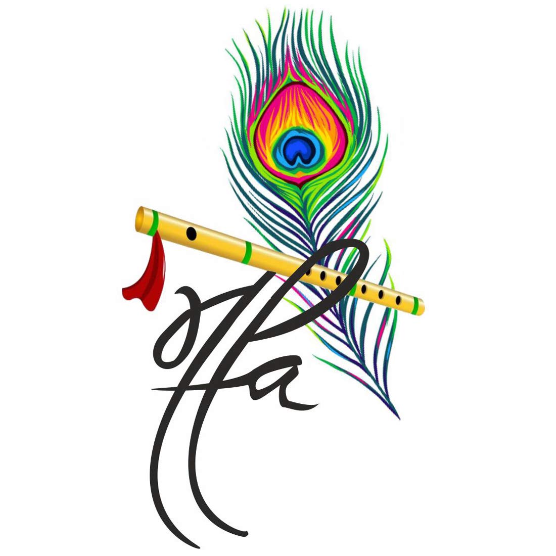 TEMPORARY TATTOOWALA Maa Paa Tattoo With flute And Peacock Feather Temporary waterproof tattoos For Men & Women
