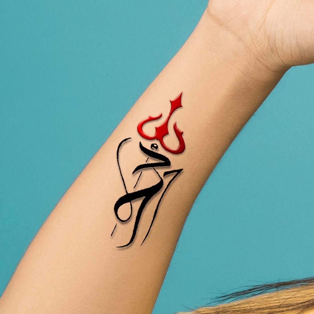 Temporary Tattoowala Om with Trishul Tattoo Waterproof Men and Women Temporary Body Tattoo