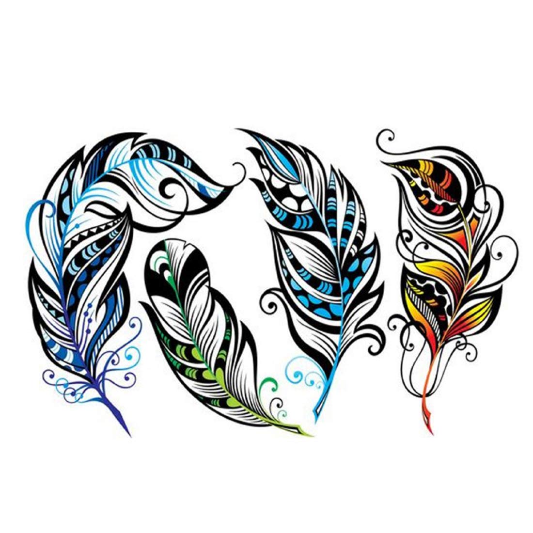Plumas Feather Tattoo Waterproof Men and Women Temporary Body Tattoo - Temporarytattoowala